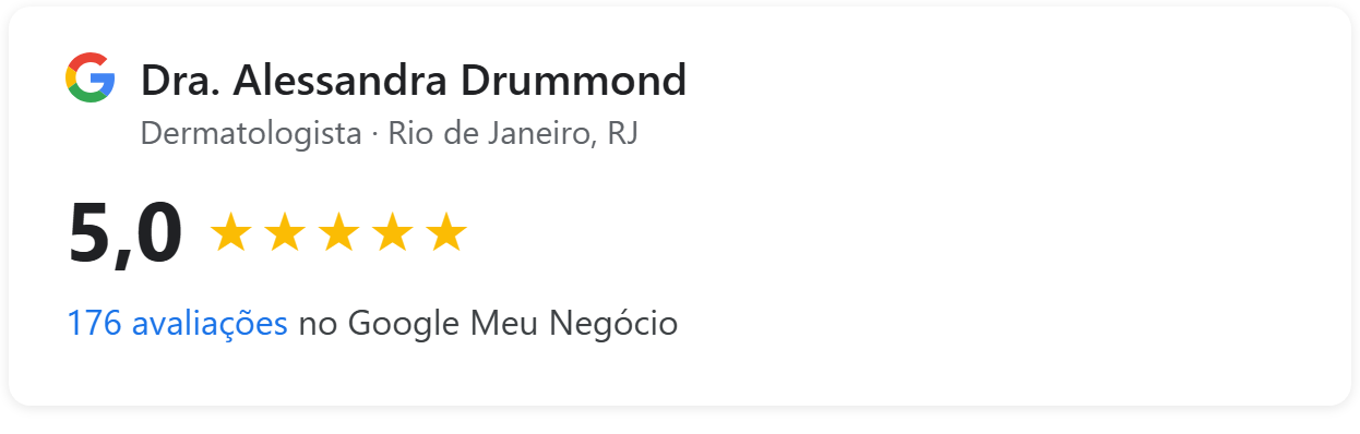 Avaliação 4,9 no Google — Dra. Alessandra Drummond