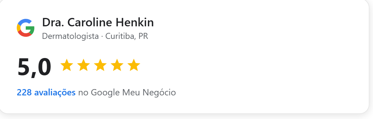 Avaliação 5,0 no Google — Dra. Caroline Henkin