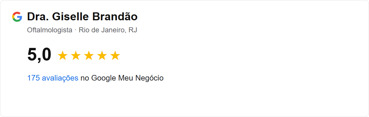 Avaliação 5,0 no Google — Dra. Giselle Brandão