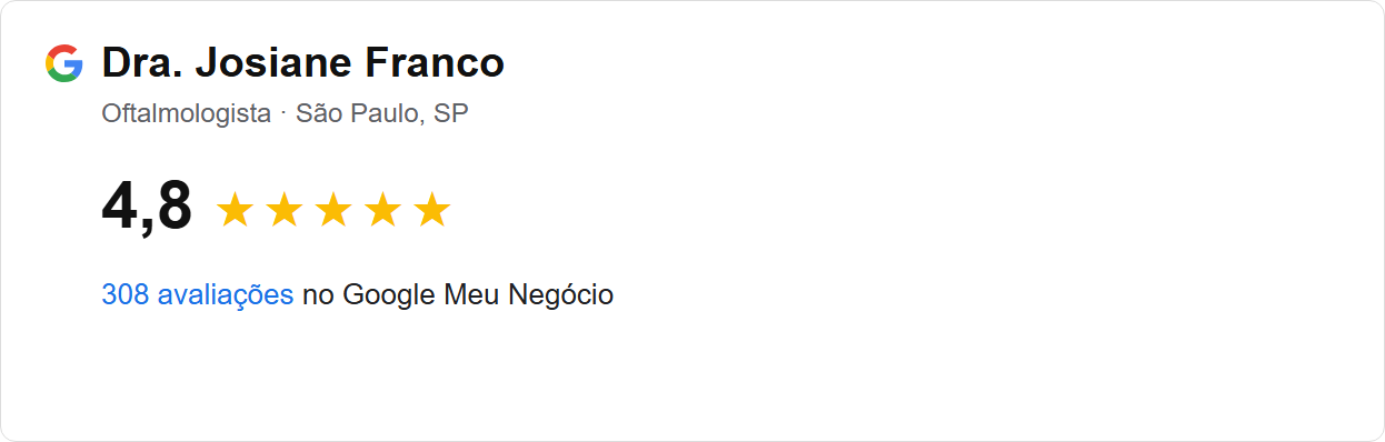 Avaliação 4,8 no Google — Dra. Josiane Franco