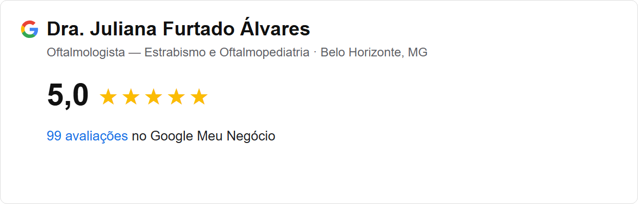 Avaliação 5,0 no Google — Dra. Juliana Furtado Álvares