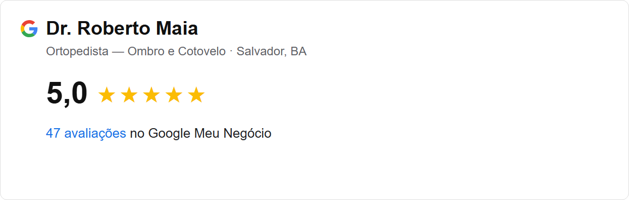 Avaliação 5,0 no Google — Dr. Roberto Maia