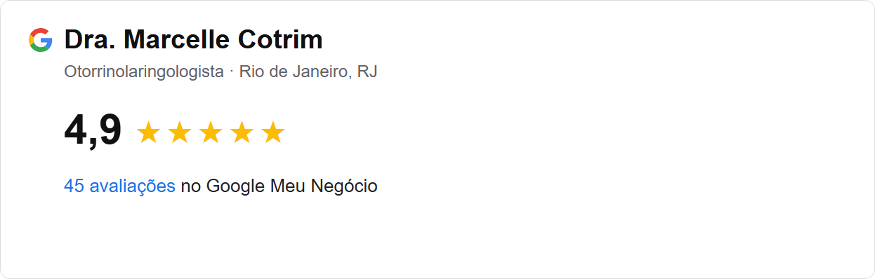 Avaliação 4,9 no Google — Dra. Marcelle Cotrim