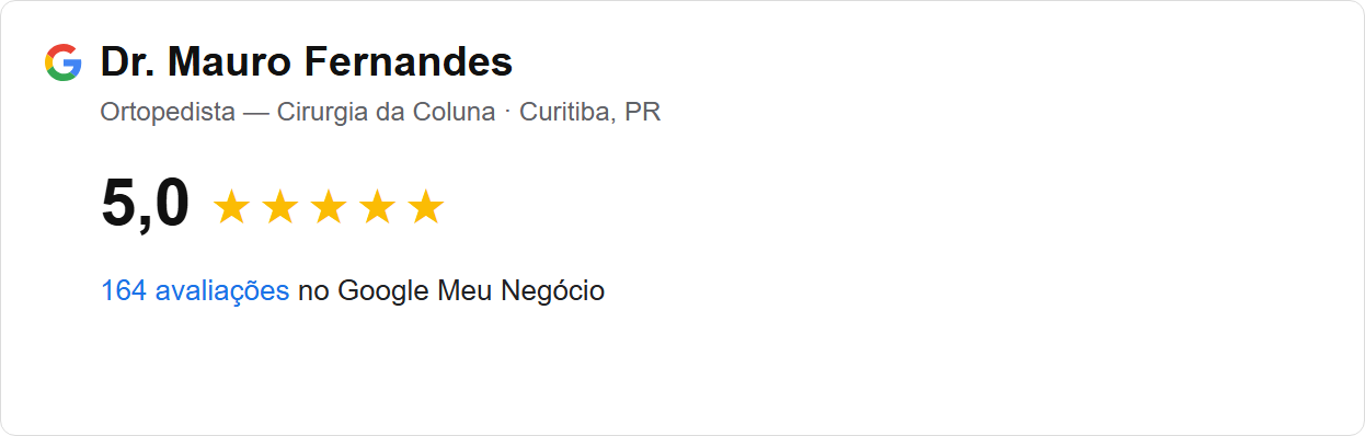 Avaliação 5,0 no Google — Dr. Mauro Fernandes