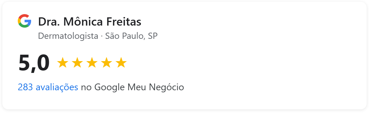 Avaliação 4,9 no Google — Dra. Mônica Freitas