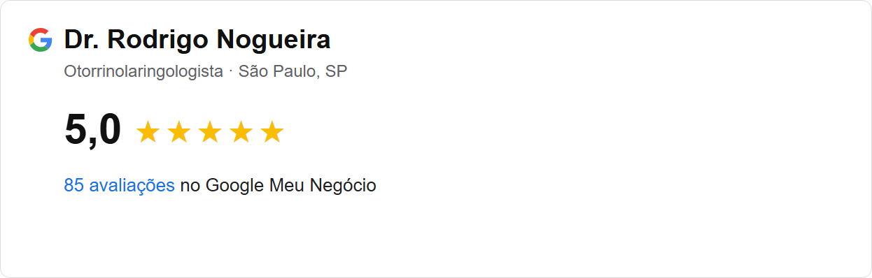 Avaliação 5,0 no Google — Dr. Rodrigo Nogueira